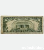 1934 USA 5 Dollar Federal Reserve note, Green Seal