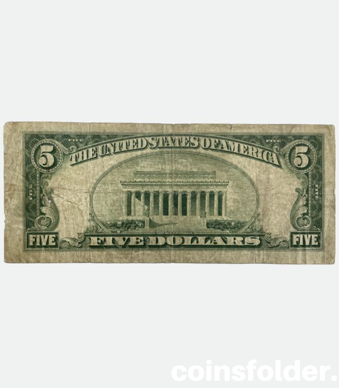1934 USA 5 Dollar Federal Reserve note, Green Seal