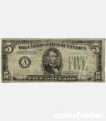 1934 USA 5 Dollar Federal Reserve note, Green Seal