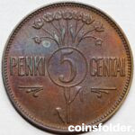 5 Cents 1925, Rainbow Toning, XF