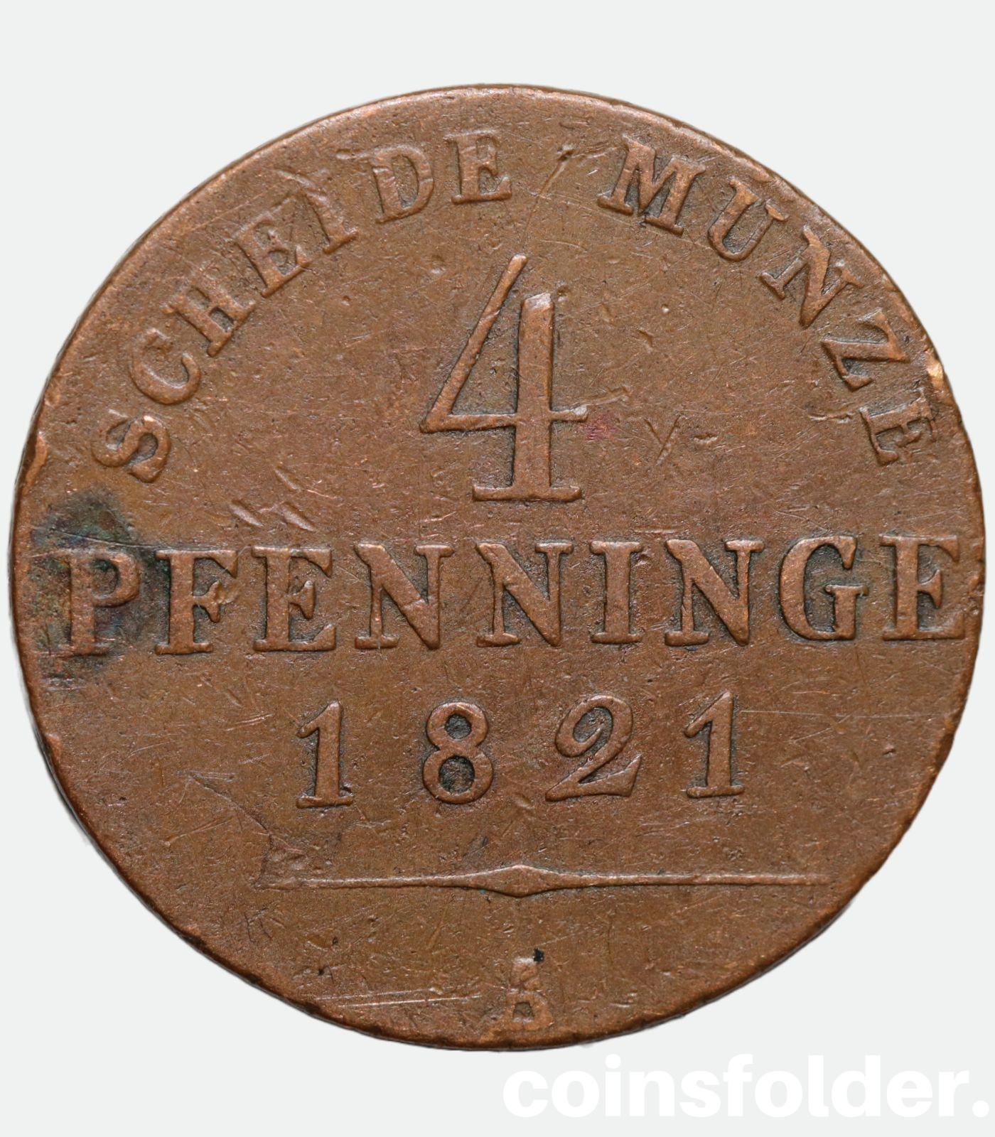 German States PRUSSIA - 4 Pfenninge, 1821 A