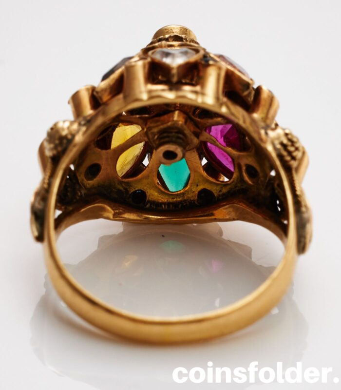 Vintage 1960's Gold 18K ring multi gemstones