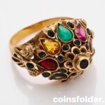 Vintage 1960's Gold 18K ring multi gemstones