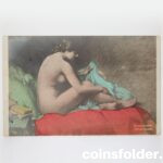 Antique erotic postcard with a beautiful naked young woman