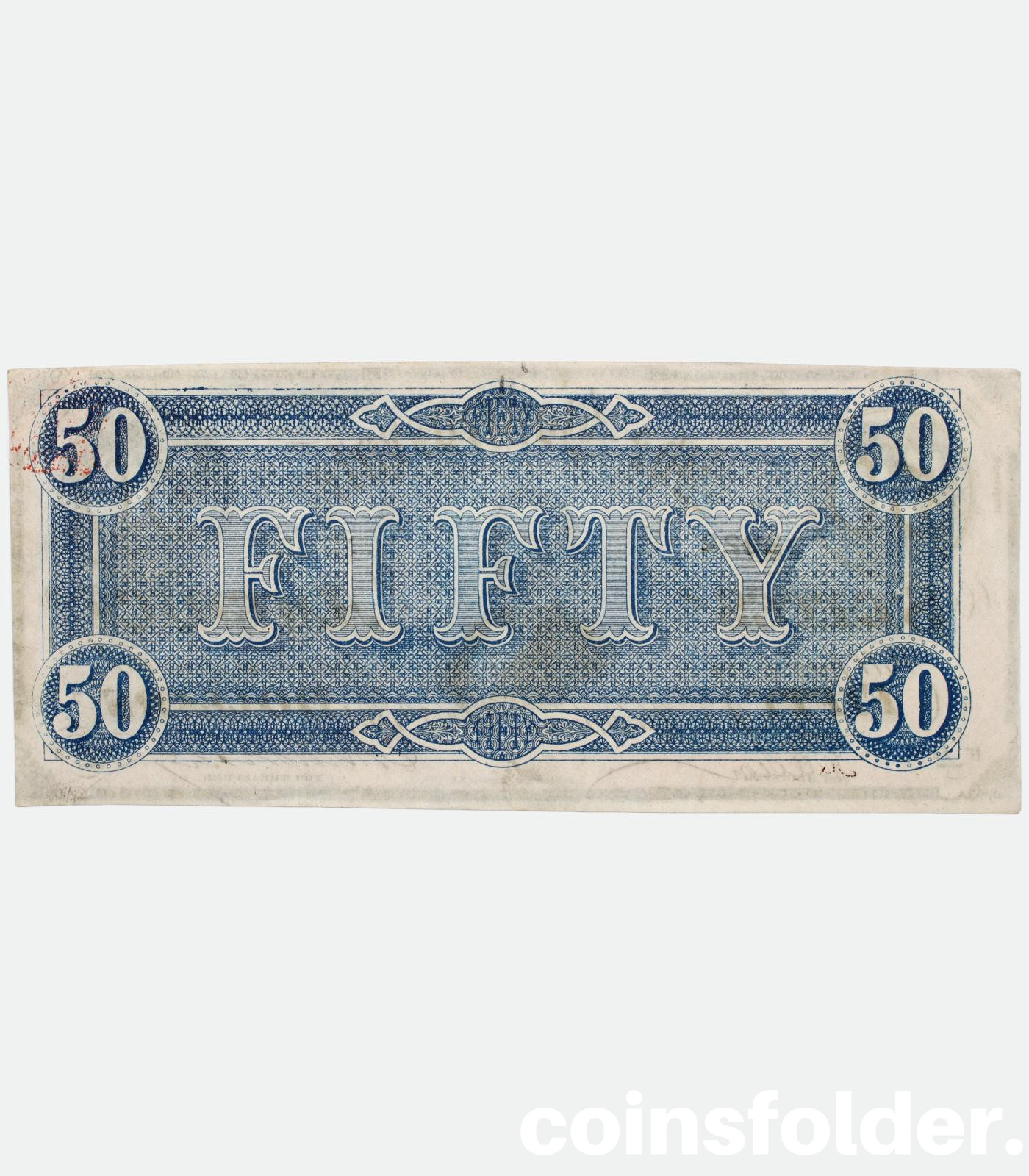 1864 Confederate State of America 50 Dollars, AU-UNC
