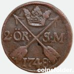 Sweden 2 Öre SM 1748 - Frederick I