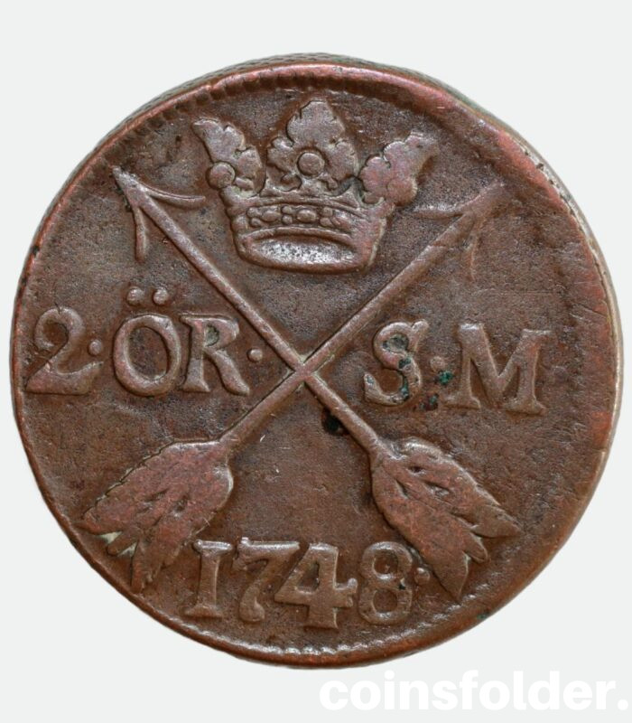 Sweden 2 Öre SM 1748 - Frederick I