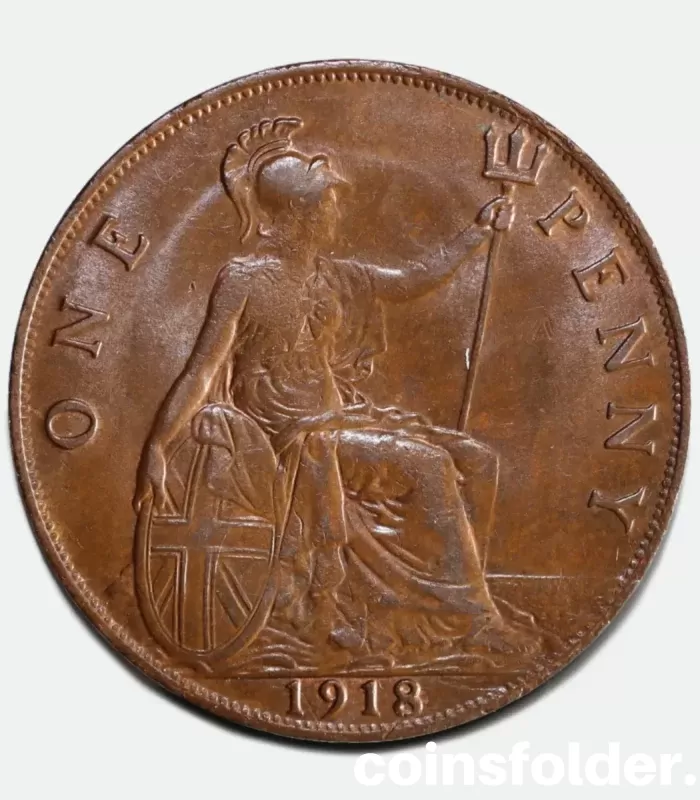 1918 Penny, Ghosting, Xf George V