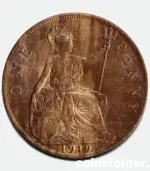 1919 Penny, Ghosting, UNC – George V