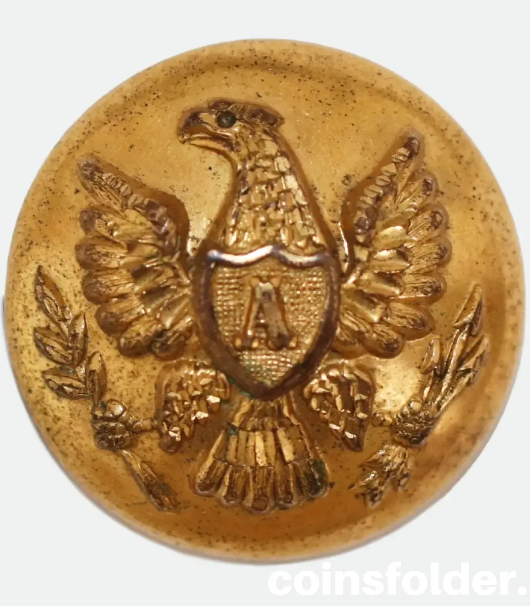 Civil War Era US Artillery Button, Eagle with "A" by D. Evans & Co