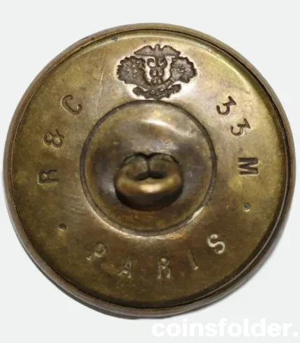 Vintage French Livery Button with Knight Helmet by R & C, Paris