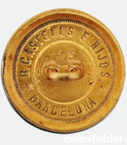 Vintage Spanish Livery Button with MC monogram by B. Castells E Hijos, Barcelona
