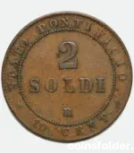 1867 Vatican Papal States coin - 2 Soldi VF - Pius IX