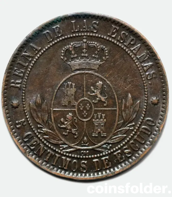 1868 Spain 5 Centimos - Isabella II