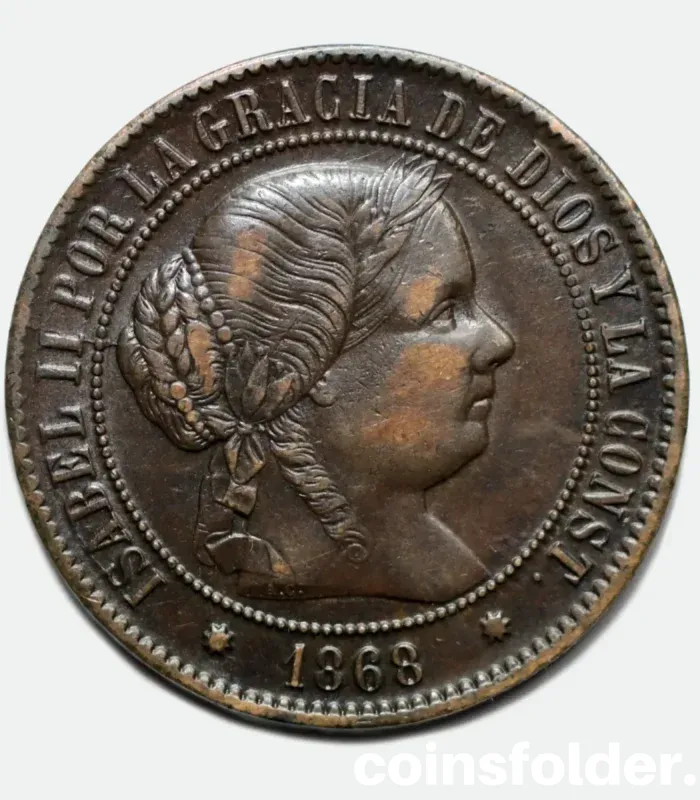 1868 Spain 5 Centimos - Isabella II