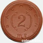 1927 German States SAXONY Porcelain Notgeld - 2 Mark - Sachsen