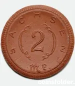 1927 German States SAXONY Porcelain Notgeld - 2 Mark - Sachsen