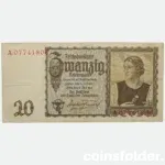20 Reichsmark 1939, Germany, VF
