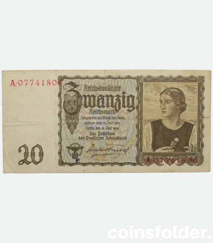 20 Reichsmark 1939, Germany, VF