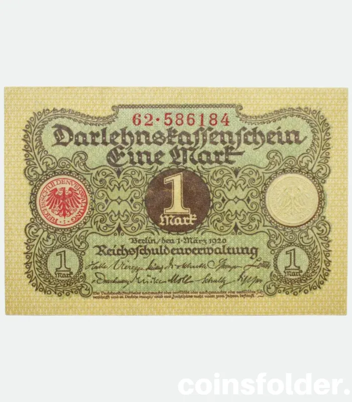 1 Mark 1920, Germany banknote, UNC