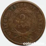 1865 USA Two Cents (2 cents) Coin VF - Union Shield