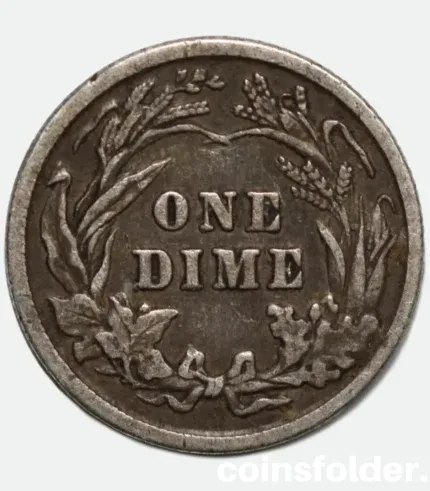 1904 USA One Dime coin, VF - "Barber Dime"