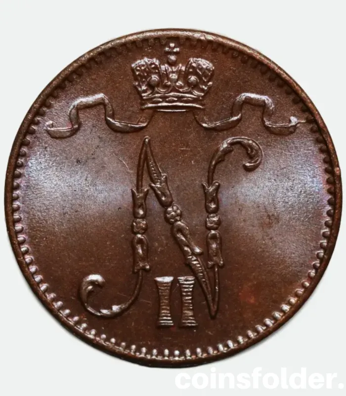 1912 Finland under the Russian 1 Penni coin, BU