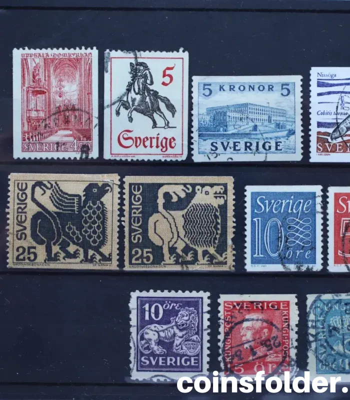 Souvenir Set of 14 Old Mixed Sweden Stamps - Giftcard Packed