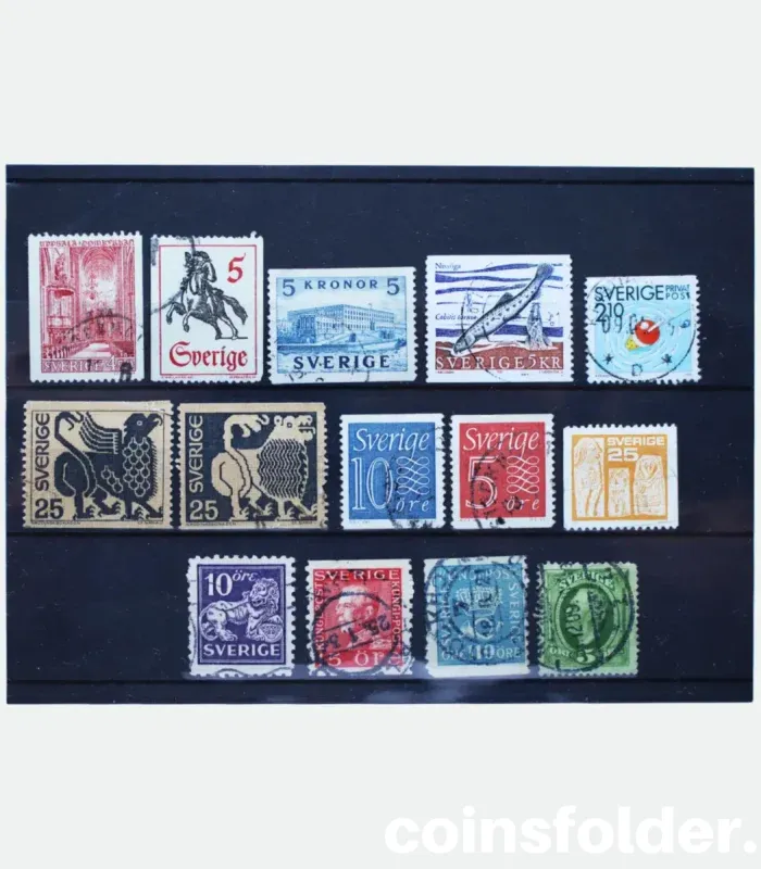 Souvenir Set of 14 Old Mixed Sweden Stamps - Giftcard Packed