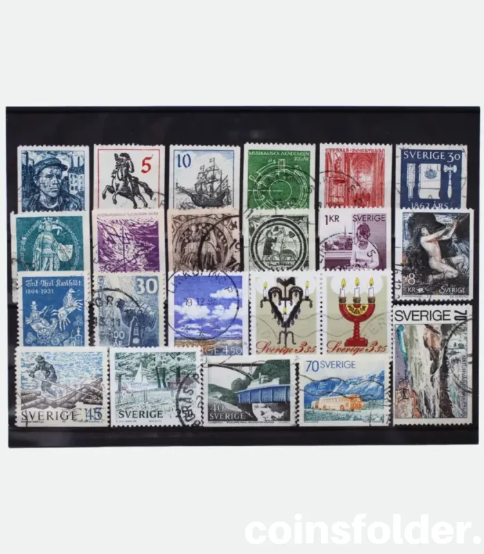 Souvenir Set of 22 Old Mixed Sweden Stamps - Giftcard Packed