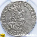1663 Poland Silver 6 Grossus (Szostak) Coin, PCGS AU50