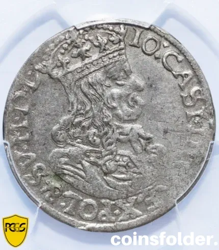 1663 Poland Silver 6 Grossus (Szostak) Coin, PCGS AU50