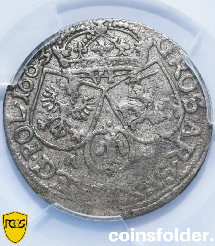 1663 Poland Silver 6 Grossus (Szostak) Coin, PCGS AU50