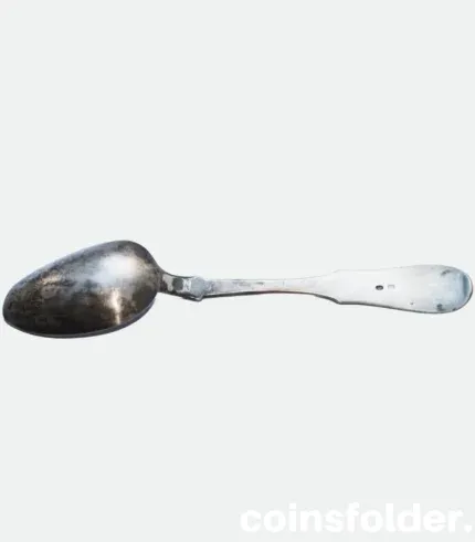 Antique Russian Silver Soup Spoon featuring intricate engravings and 19th-century craftsmanship