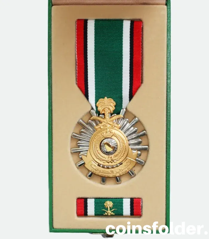 Saudi Arabia Kuwait Liberation Medal 1991 and service ribbon with device in original box