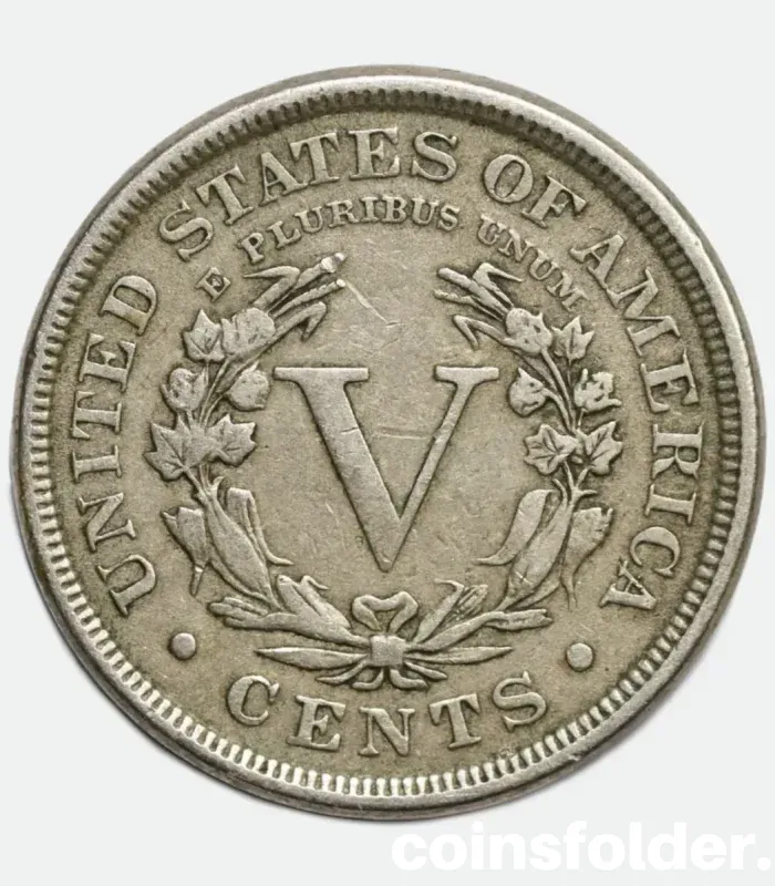 1892 USA 5 Cents "Liberty Nickel" featuring Lady Liberty and Roman numeral "V."