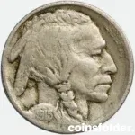 1915 USA Philadelphia 5 Cents "Buffalo Nickel" featuring Native American chiefs and an American bison.