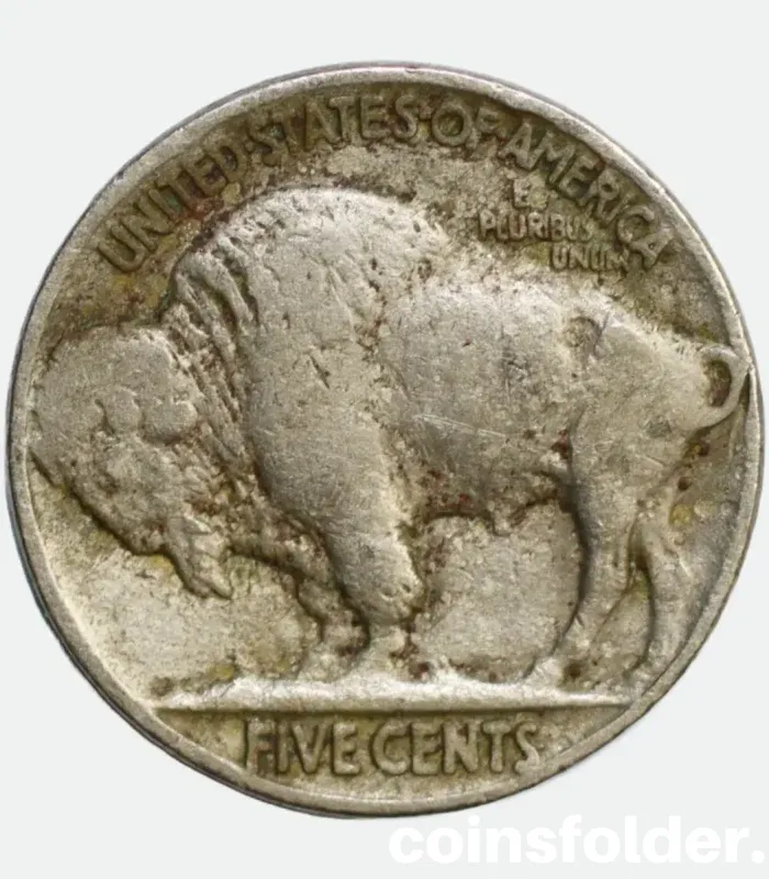 1928 USA Philadelphia 5 Cents "Buffalo Nickel" featuring Native American chiefs and an American bison.