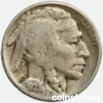 1929 USA Denver 5 Cents "Buffalo Nickel" featuring Native American chiefs and an American bison.