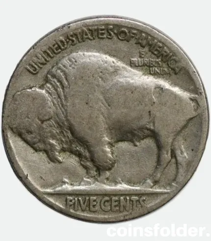 1935 USA Philadelphia 5 Cents "Buffalo Nickel" featuring Native American chiefs and an American bison.