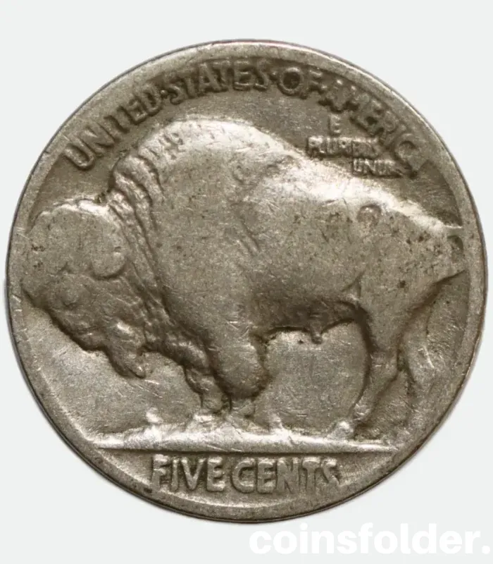 1936 USA Philadelphia 5 Cents "Buffalo Nickel" featuring Native American chiefs and an American bison.