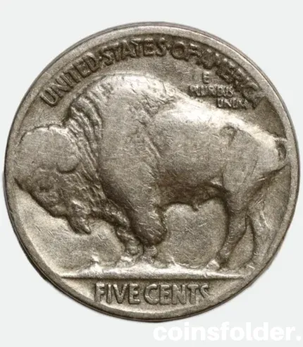 1936 USA Philadelphia 5 Cents "Buffalo Nickel" featuring Native American chiefs and an American bison.