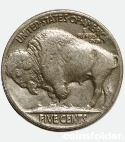 1936 USA Philadelphia 5 Cents "Buffalo Nickel" featuring Native American chiefs and an American bison.