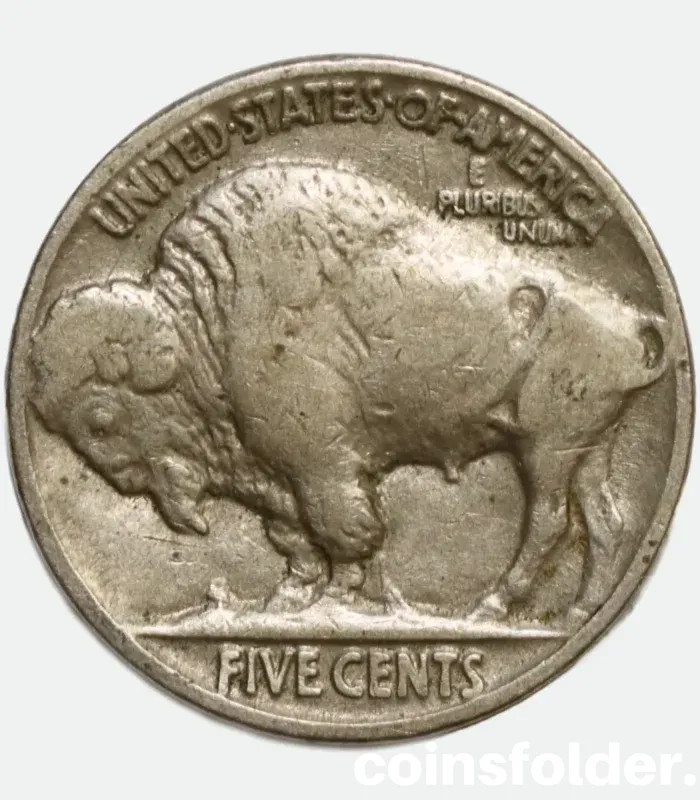 1937 USA Philadelphia 5 Cents "Buffalo Nickel" featuring Native American chiefs and an American bison.