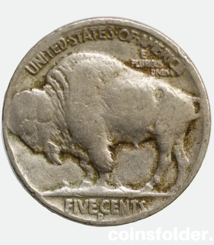 1937 USA Denver 5 Cents "Buffalo Nickel" featuring Native American chiefs and an American bison.