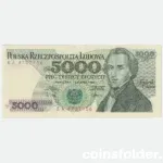 1988 Poland 5000 Zlotych Banknote, UNC