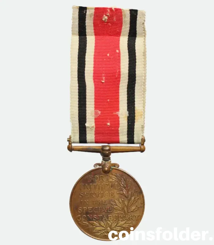 United Kingdom WWI Special Constabulary Long Service Medal with the name William F. Dodds engraved.