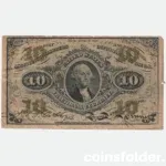 1863 USA 10 Cents Third Issue Fractional Currency Note, VF condition, with portrait of George Washington and intricate design