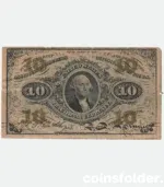 1863 USA 10 Cents Third Issue Fractional Currency Note, VF condition, with portrait of George Washington and intricate design