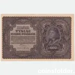 1919 Poland 1000 Marek Banknote featuring Tadeusz Kościuszko and Polish Eagle